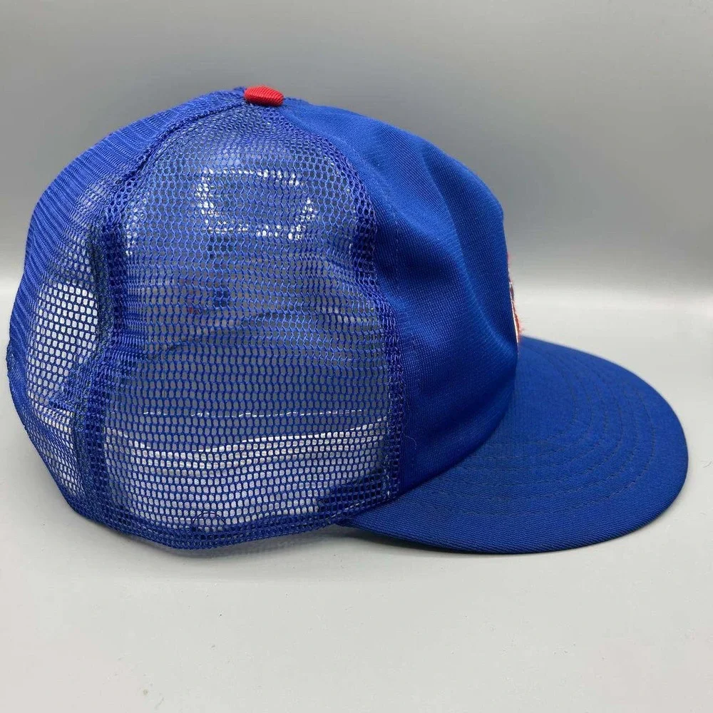 Vintage Chicago Cubs‎ Trucker Hat Men Large Blue MLB Annco Snap Back Cap